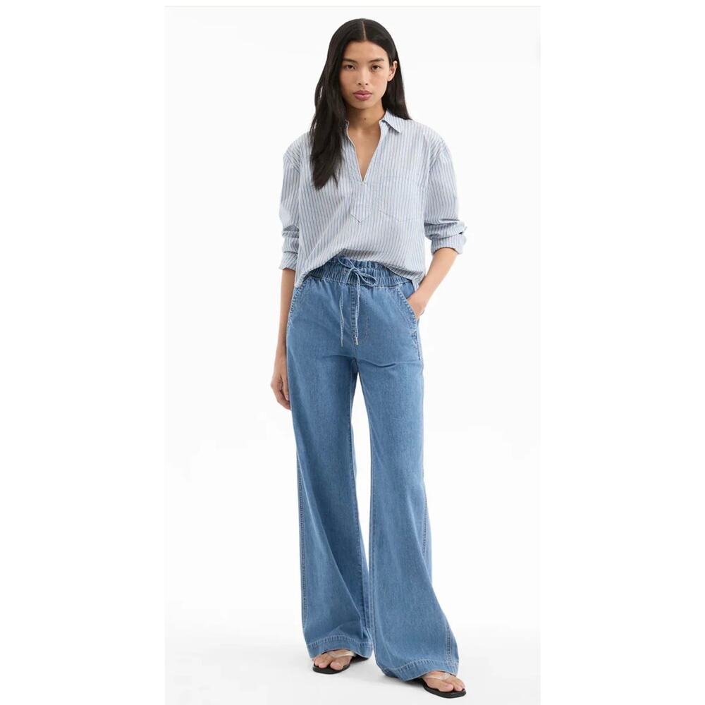 Veronica Beard Dunford Wide Leg Drawstring Jeans Size 10